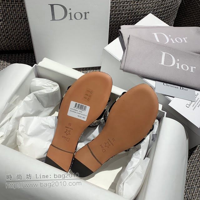 DIOR女鞋 迪奧2021專櫃新款磨砂新大底涼拖 Dior一字型刺繡平拖  naq1501